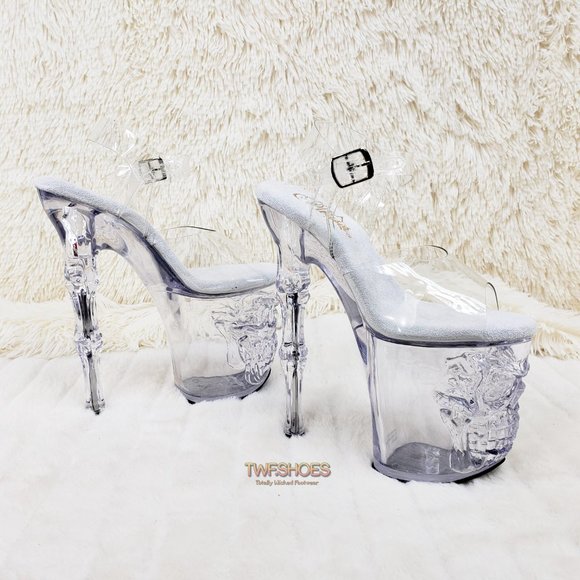 Rapture Clear Skull & Bones Platform 8" Heels Vortex - Picture 3 of 15